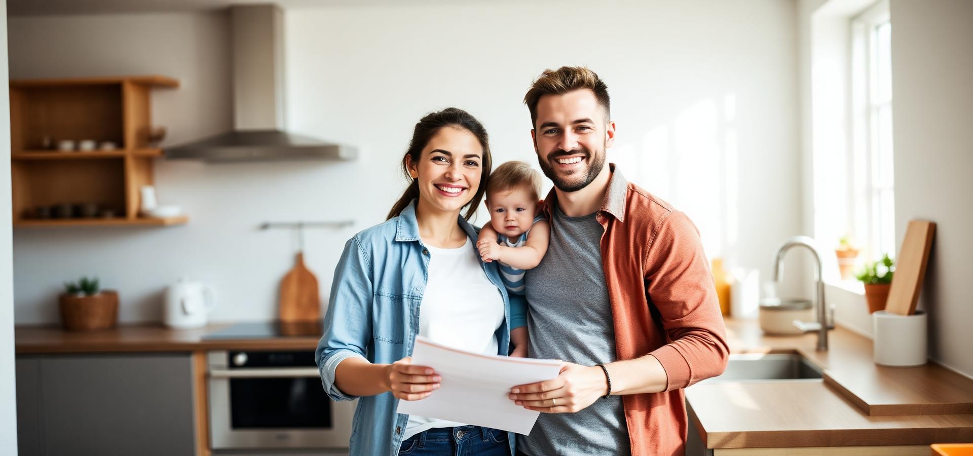 Family in their new home
