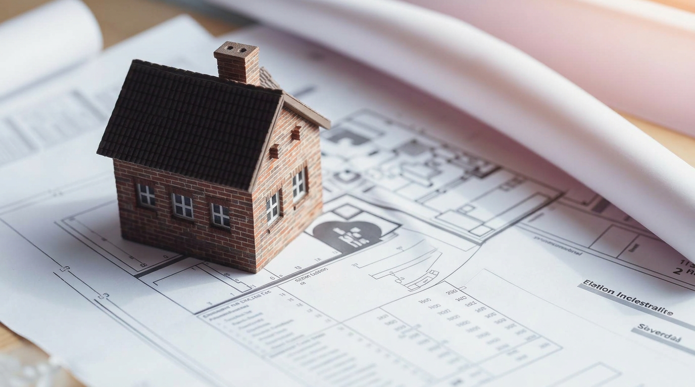 Model house on architectural plans